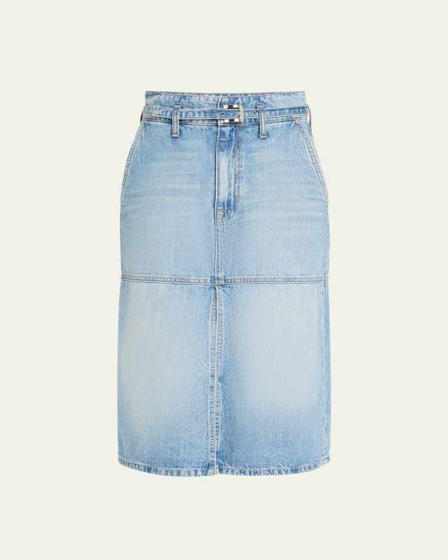 Cecilia Belted Denim Midi Skirt